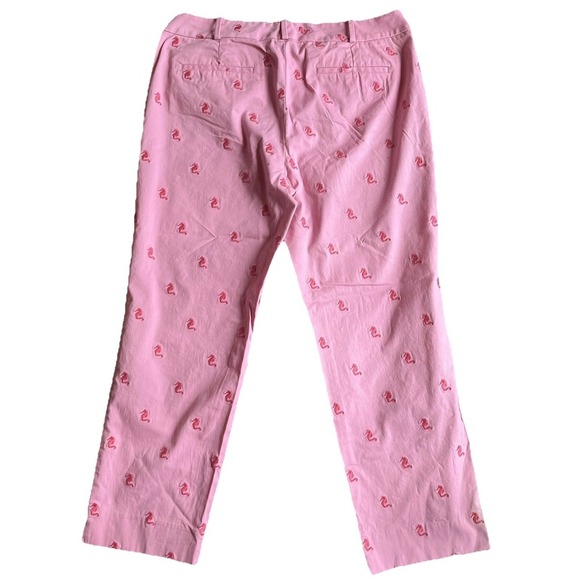 Talbots Signature Pink With Seahorse Embroidered Cropped Pants Sz 10 - Picture 7 of 10
